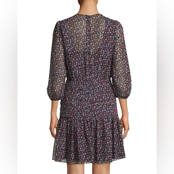 Shoshanna Bari Shirred Floral Print Silk Dress - Picture 3 of 16